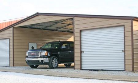 Carport with side garages